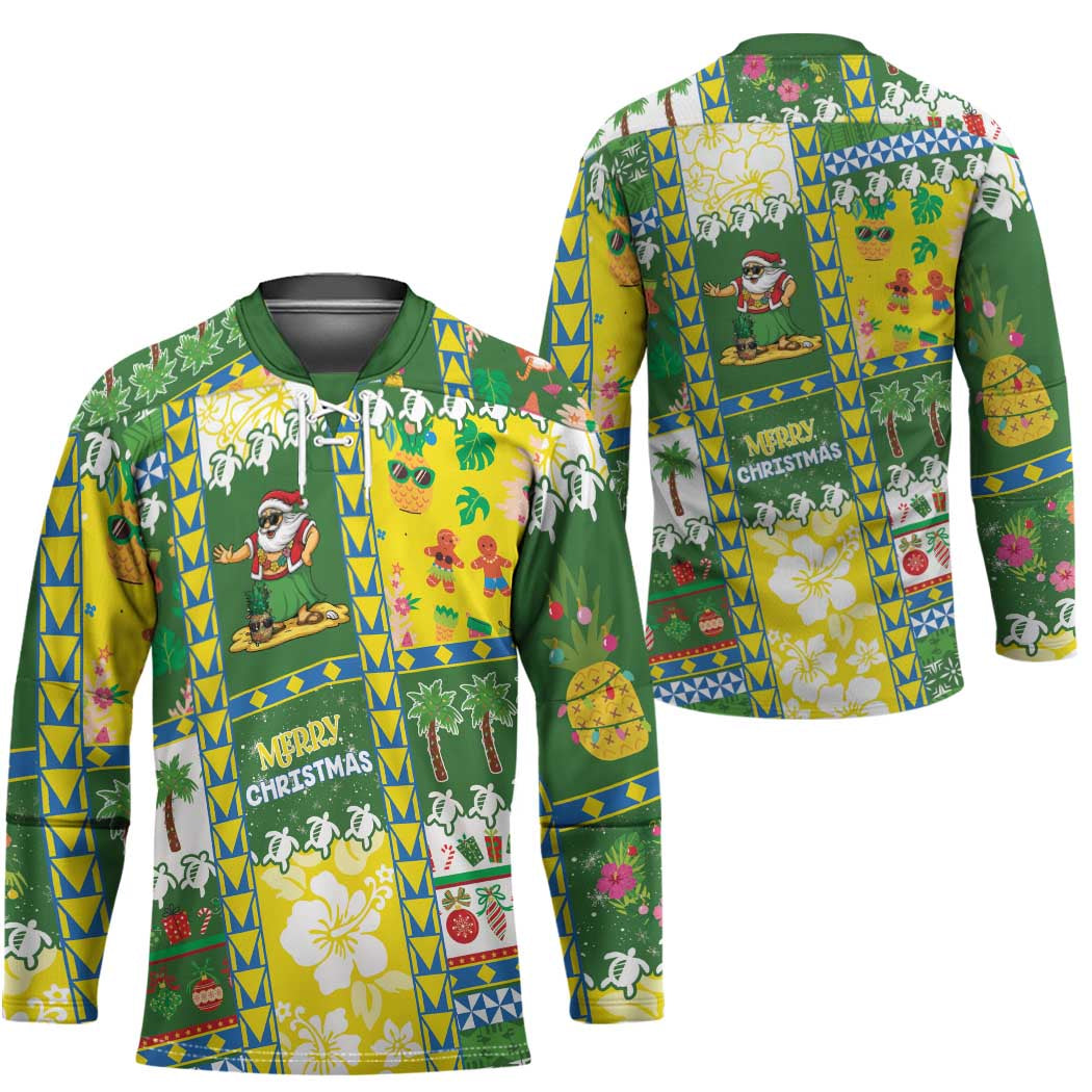 Pitcairn Islands Christmas Hockey Jersey Festive Beach Vibes - Polynesian Pride