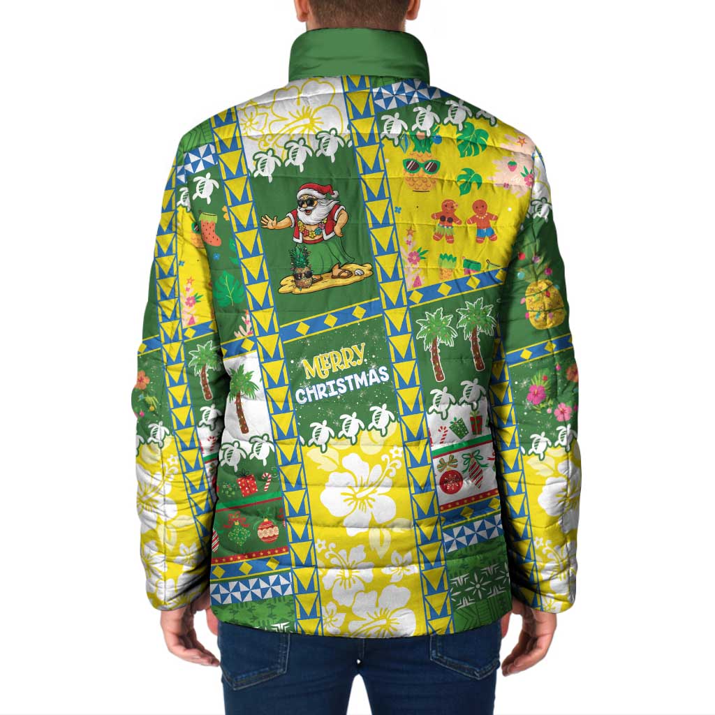 Pitcairn Islands Christmas Padded Jacket Festive Beach Vibes - Polynesian Pride
