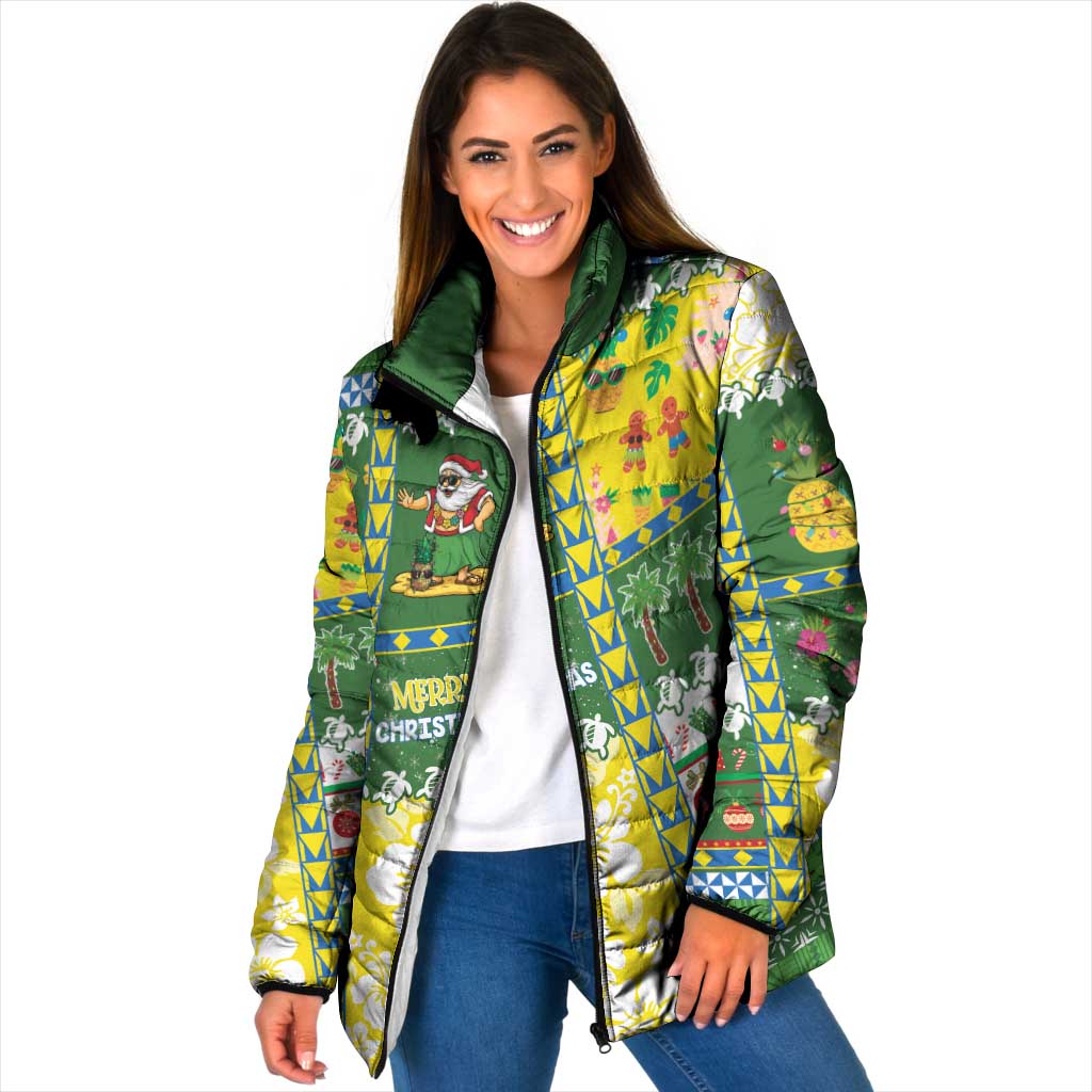 Pitcairn Islands Christmas Padded Jacket Festive Beach Vibes - Polynesian Pride