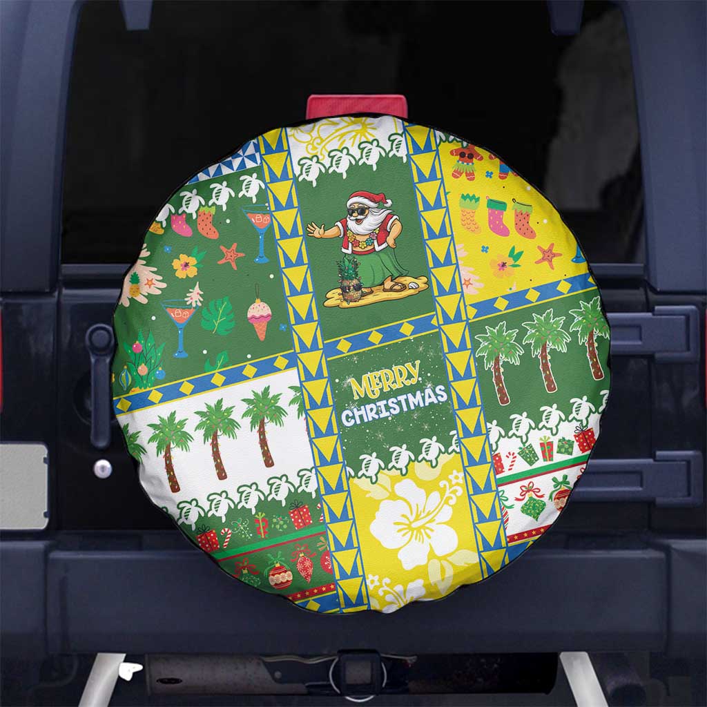 Pitcairn Islands Christmas Spare Tire Cover Festive Beach Vibes - Polynesian Pride