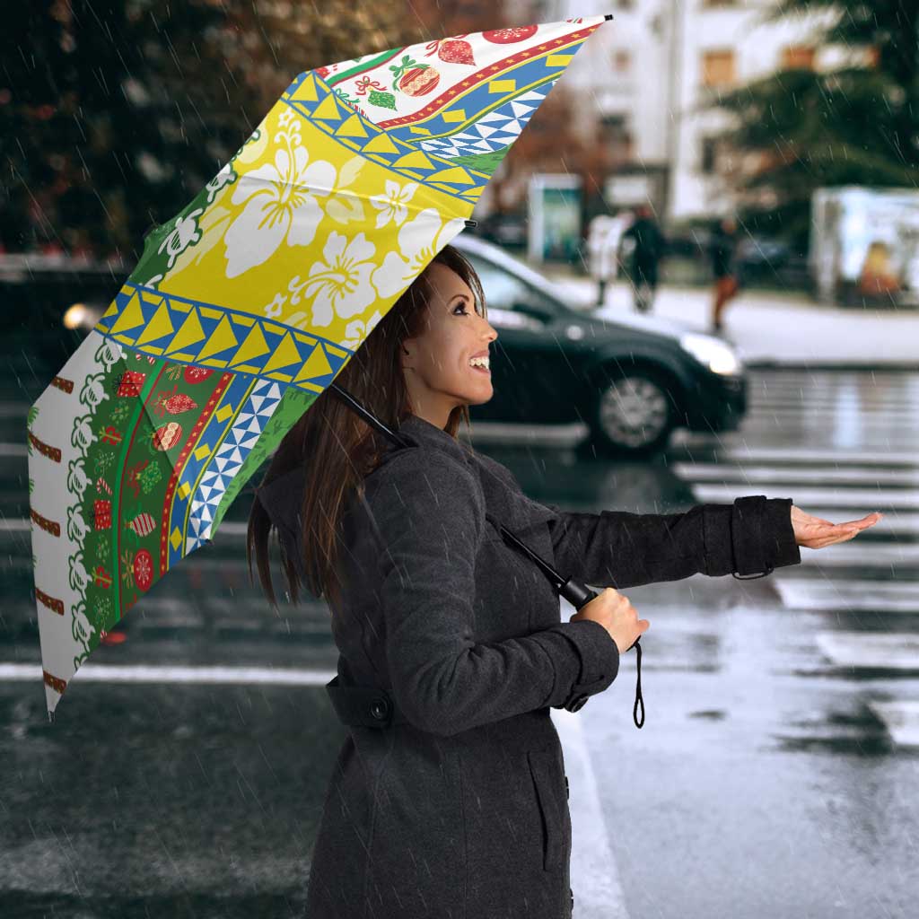 Pitcairn Islands Christmas Umbrella Festive Beach Vibes - Polynesian Pride