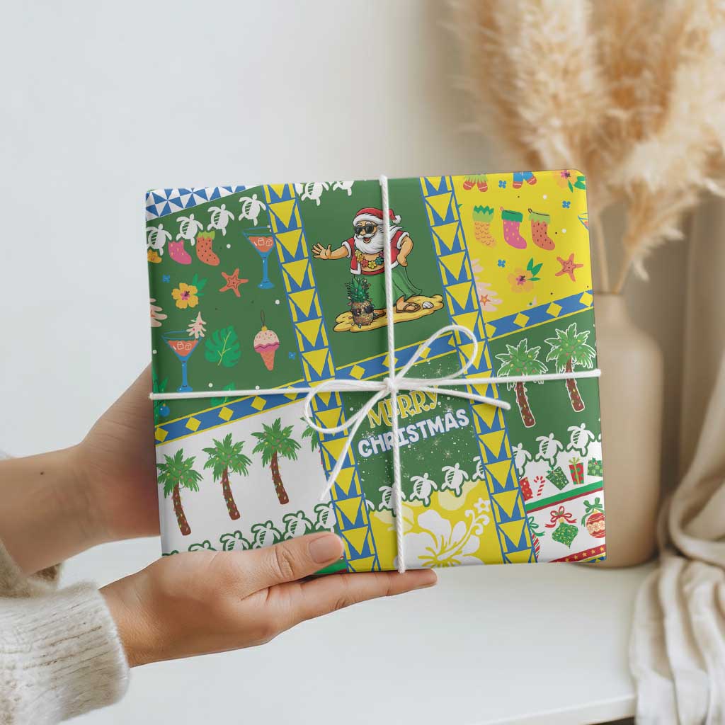 Pitcairn Islands Christmas Wrapping Paper Festive Beach Vibes - Polynesian Pride