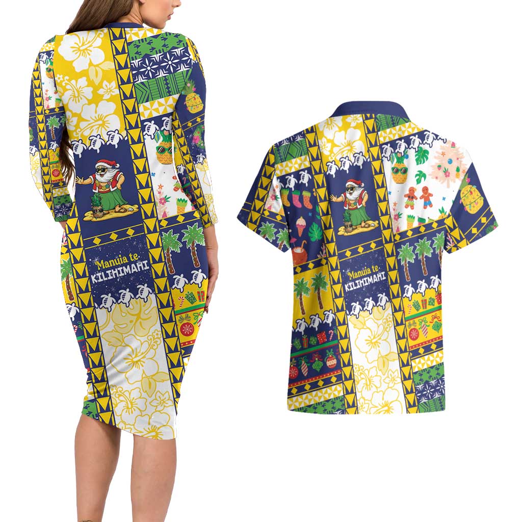 Tokelau Christmas Couples Matching Long Sleeve Bodycon Dress and Hawaiian Shirt Festive Beach Vibes - Polynesian Pride