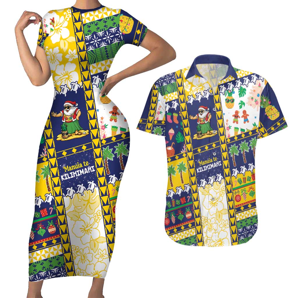 Tokelau Christmas Couples Matching Short Sleeve Bodycon Dress and Hawaiian Shirt Festive Beach Vibes - Polynesian Pride