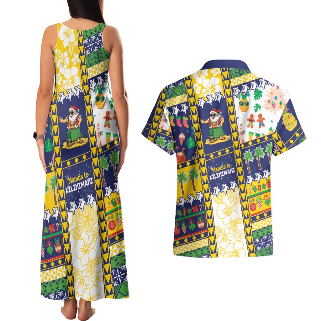 Tokelau Christmas Couples Matching Tank Maxi Dress and Hawaiian Shirt Festive Beach Vibes - Polynesian Pride