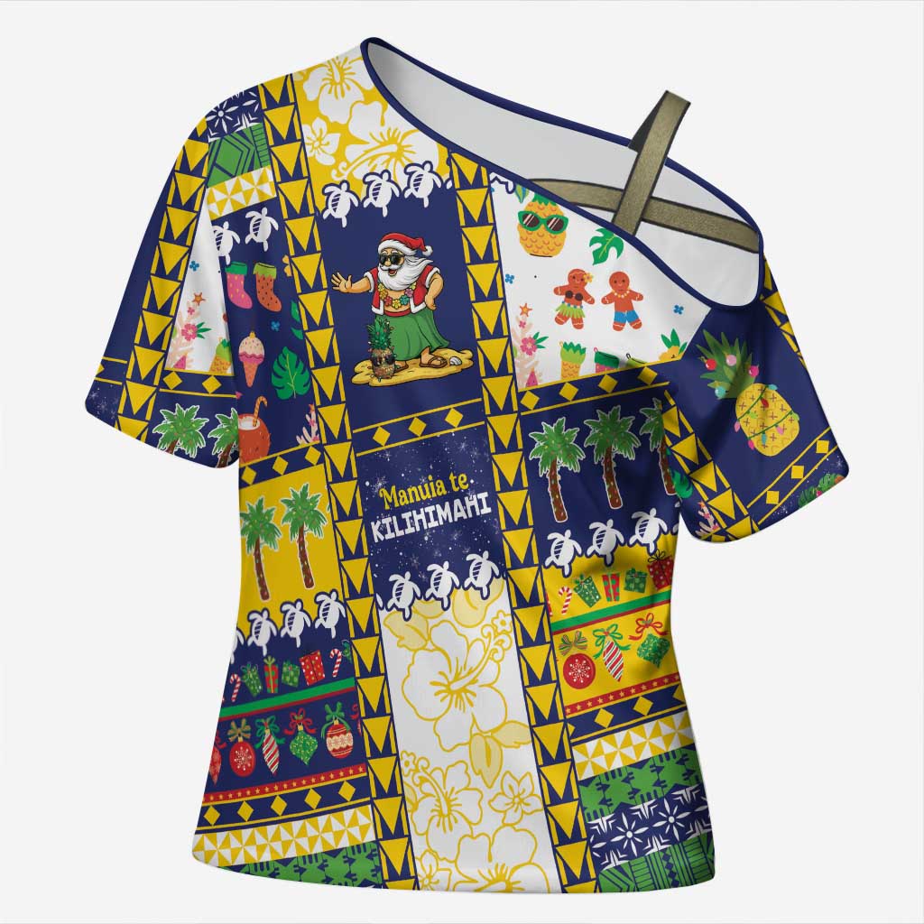 Tokelau Christmas Cross Shoulder Shirt Festive Beach Vibes - Polynesian Pride