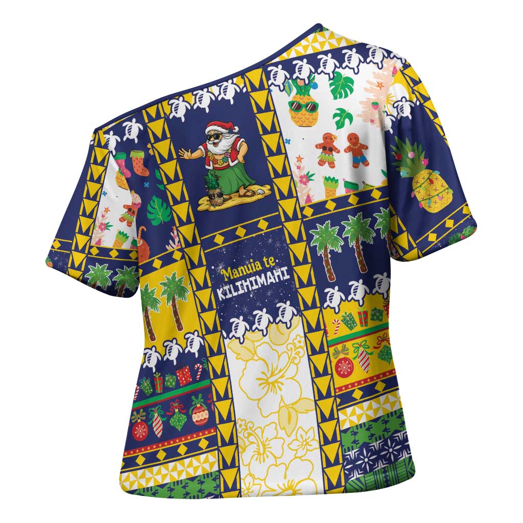 Tokelau Christmas Cross Shoulder Shirt Festive Beach Vibes - Polynesian Pride
