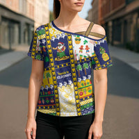 Tokelau Christmas Cross Shoulder Shirt Festive Beach Vibes - Polynesian Pride