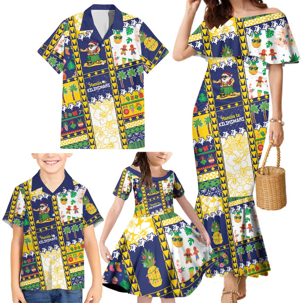 Tokelau Christmas Family Matching Mermaid Dress and Hawaiian Shirt Festive Beach Vibes - Polynesian Pride