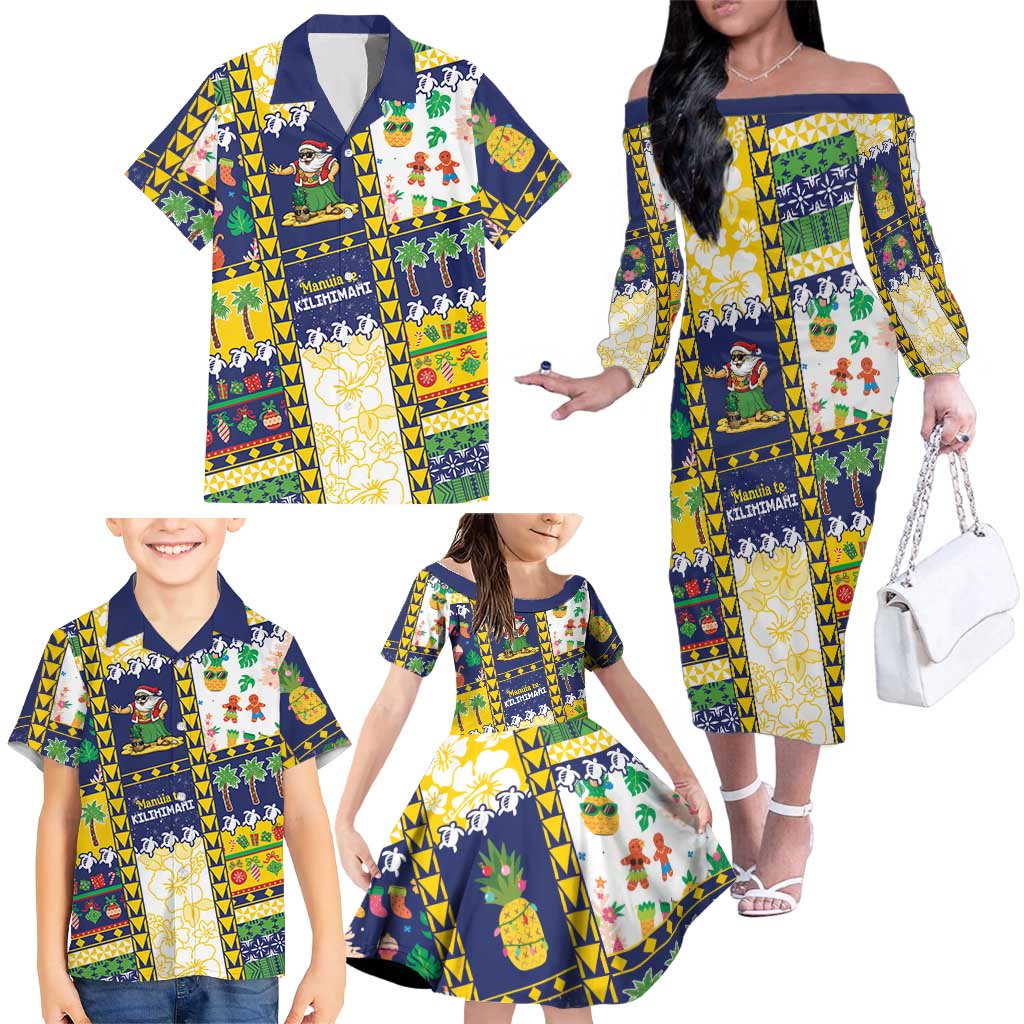 Tokelau Christmas Family Matching Off The Shoulder Long Sleeve Dress and Hawaiian Shirt Festive Beach Vibes LT05 - Polynesian Pride