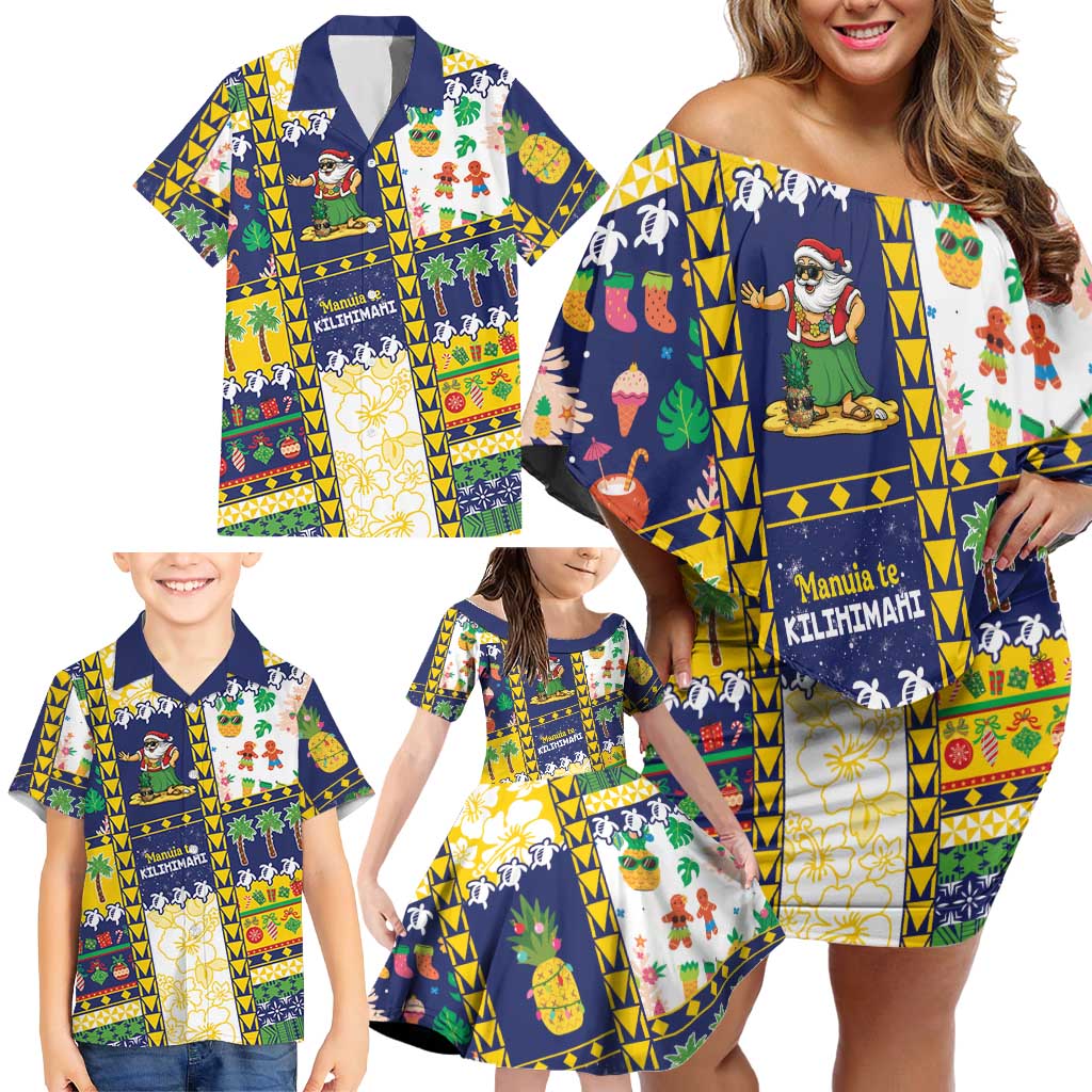 Tokelau Christmas Family Matching Off Shoulder Short Dress and Hawaiian Shirt Festive Beach Vibes LT05 - Polynesian Pride