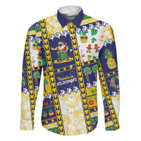 Tokelau Christmas Family Matching Off Shoulder Short Dress and Hawaiian Shirt Festive Beach Vibes LT05 Dad's Shirt - Long Sleeve Colorful - Polynesian Pride