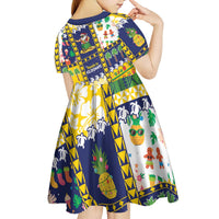 Tokelau Christmas Kid Short Sleeve Dress Festive Beach Vibes - Polynesian Pride