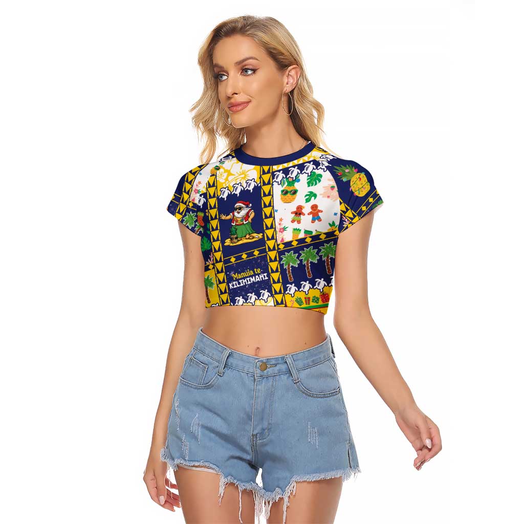 Tokelau Christmas Raglan Cropped T Shirt Festive Beach Vibes - Polynesian Pride