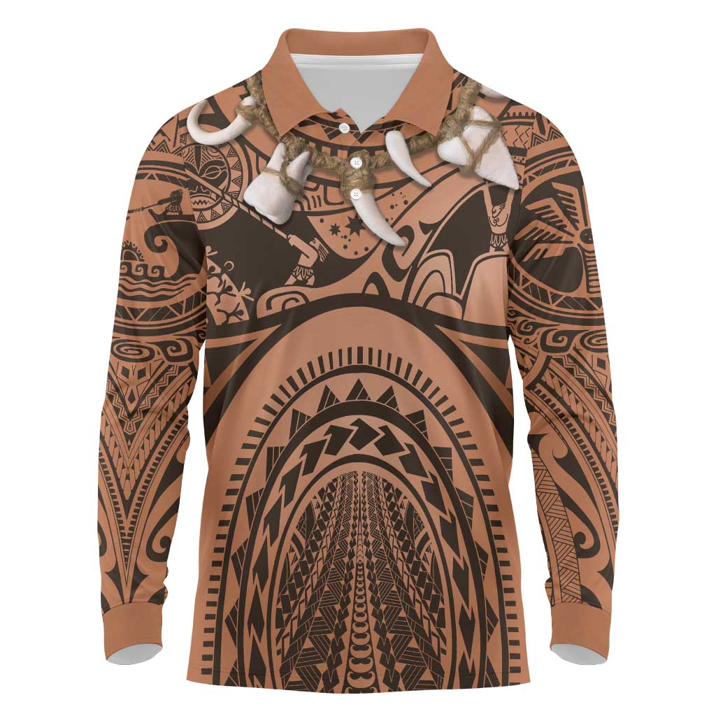 Polynesia Maui Tattoo Inspired Cosplay Costume Long Sleeve Polo Shirt