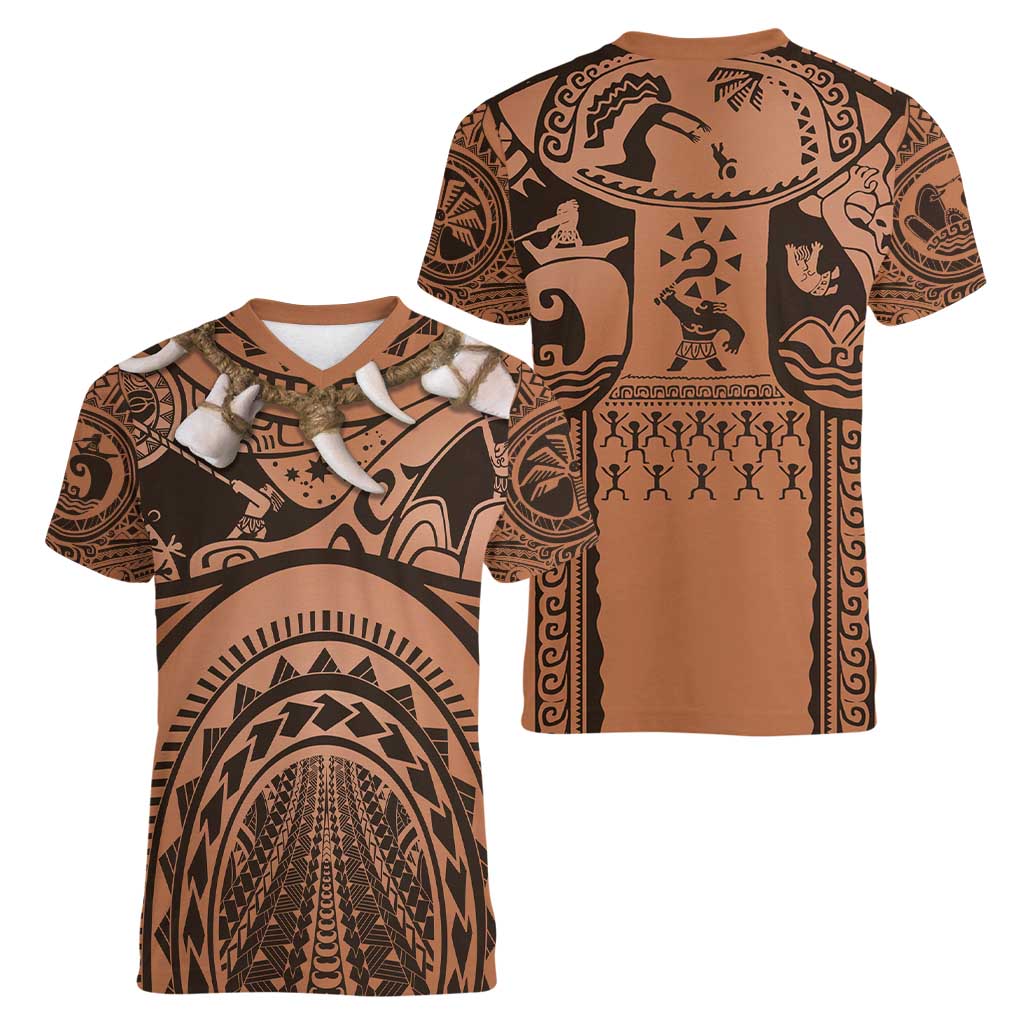 Polynesia Maui Tattoo Inspired Cosplay Costume Women V-Neck T-Shirt