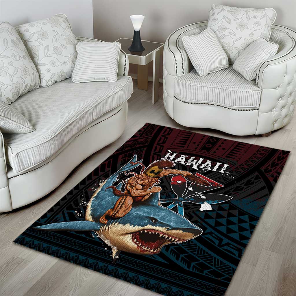 Hawaii Ikaika Area Rug Hawaiian Mythic Koa Tribal Warrior