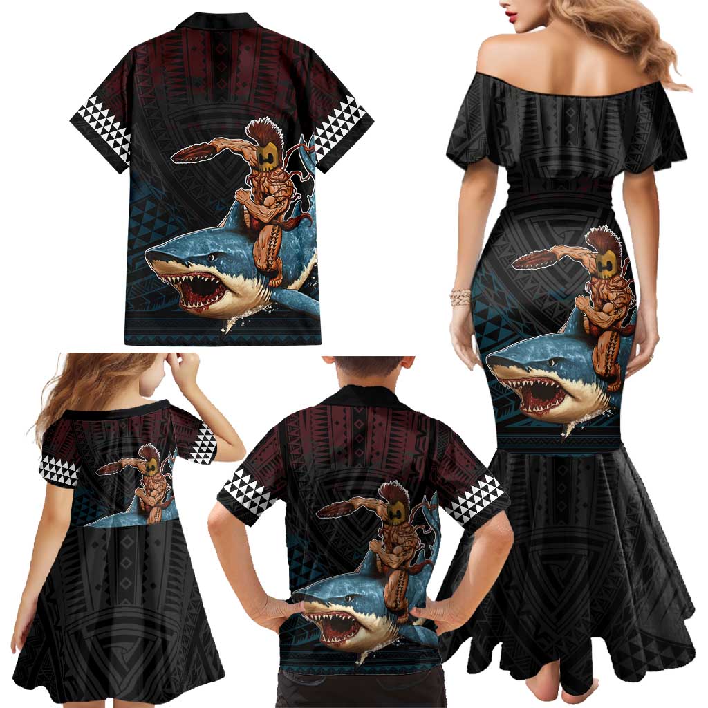 Hawaii Ikaika Family Matching Mermaid Dress and Hawaiian Shirt Hawaiian Mythic Koa Tribal Warrior LT05 - Polynesian Pride