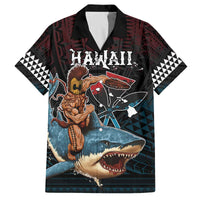 Hawaii Ikaika Family Matching Off The Shoulder Long Sleeve Dress and Hawaiian Shirt Hawaiian Mythic Koa Tribal Warrior LT05 Dad's Shirt - Short Sleeve Black - Polynesian Pride