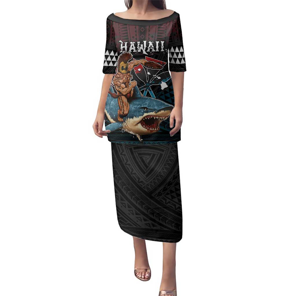 Hawaii Ikaika Family Matching Puletasi and Hawaiian Shirt Hawaiian Mythic Koa Tribal Warrior