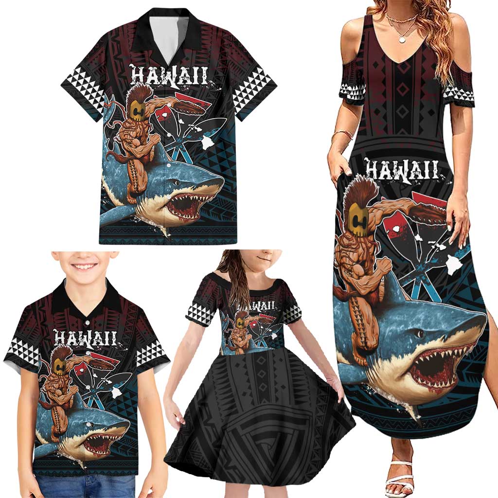 Hawaii Ikaika Family Matching Summer Maxi Dress and Hawaiian Shirt Hawaiian Mythic Koa Tribal Warrior LT05 - Polynesian Pride