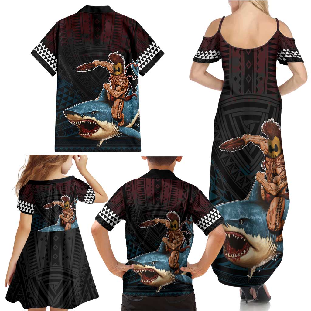 Hawaii Ikaika Family Matching Summer Maxi Dress and Hawaiian Shirt Hawaiian Mythic Koa Tribal Warrior LT05 - Polynesian Pride