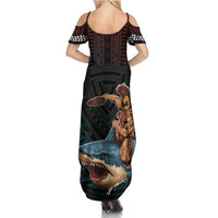Hawaii Ikaika Family Matching Summer Maxi Dress and Hawaiian Shirt Hawaiian Mythic Koa Tribal Warrior LT05 - Polynesian Pride