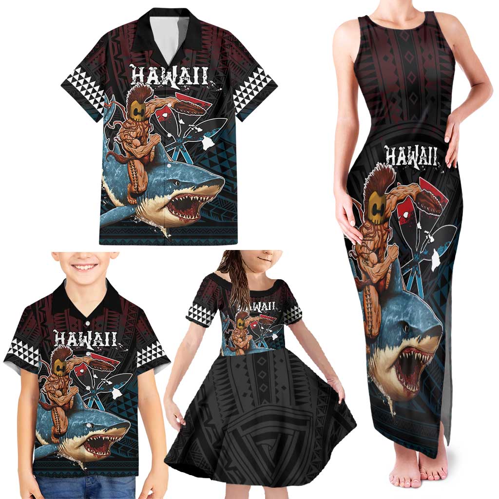 Hawaii Ikaika Family Matching Tank Maxi Dress and Hawaiian Shirt Hawaiian Mythic Koa Tribal Warrior LT05 - Polynesian Pride