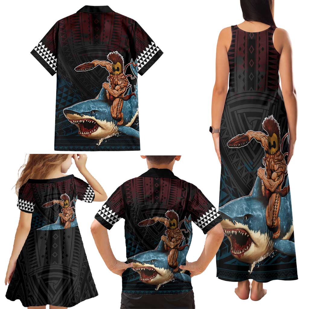Hawaii Ikaika Family Matching Tank Maxi Dress and Hawaiian Shirt Hawaiian Mythic Koa Tribal Warrior LT05 - Polynesian Pride