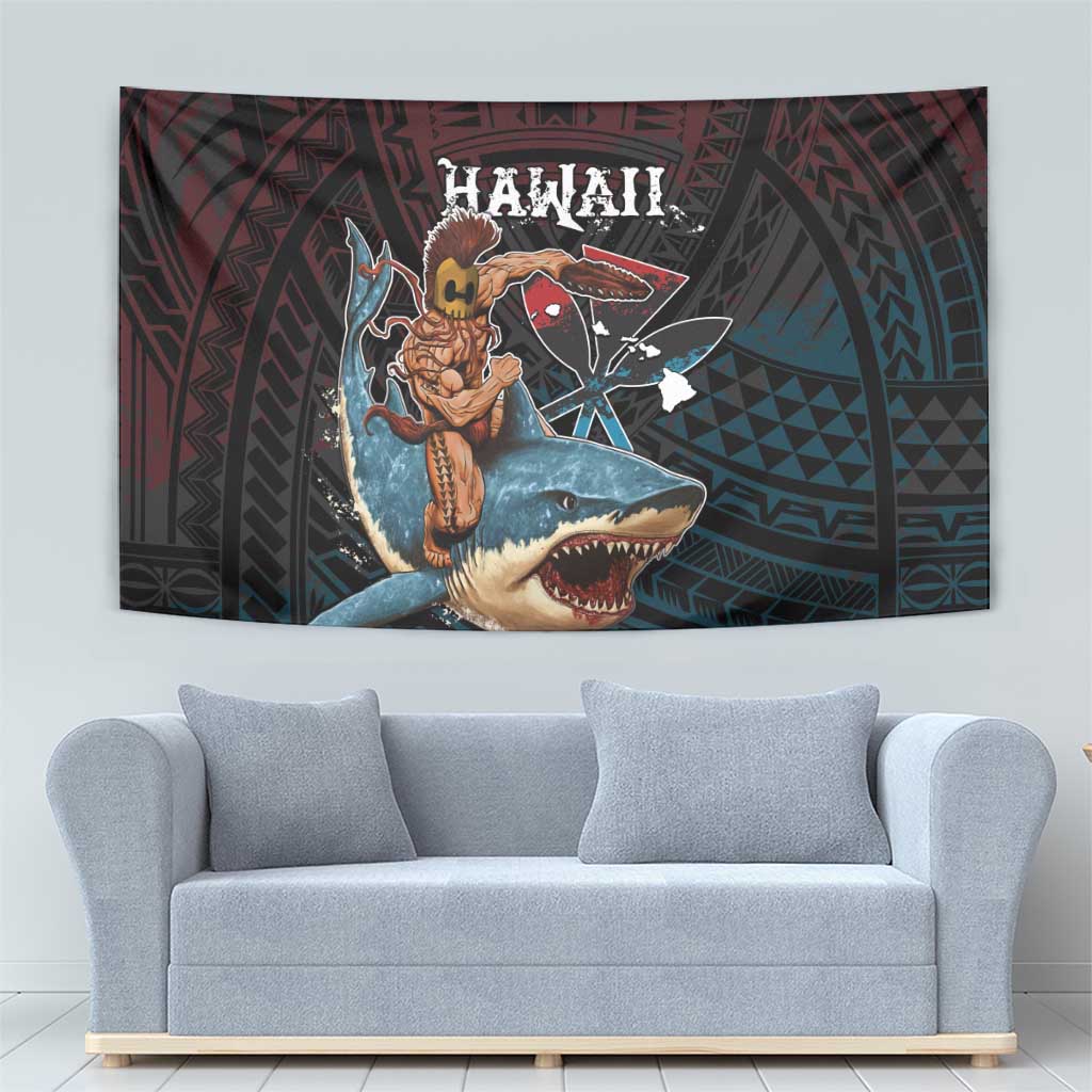 Hawaii Ikaika Tapestry Hawaiian Mythic Koa Tribal Warrior LT05 - Polynesian Pride