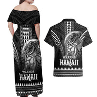 Hawaiian Ikaika Warrior Couples Matching Off Shoulder Maxi Dress and Hawaiian Shirt Tribal Pattern LT05 - Polynesian Pride