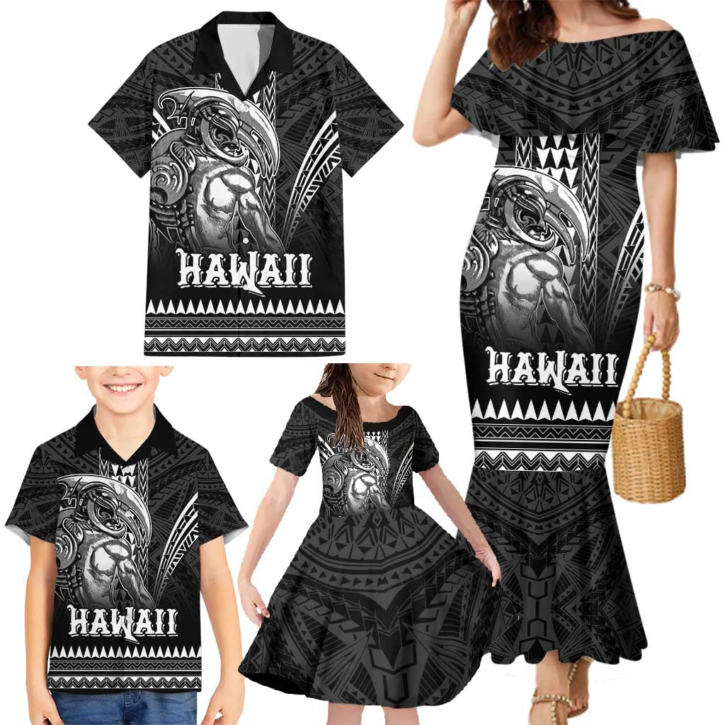 Hawaiian Ikaika Warrior Family Matching Mermaid Dress and Hawaiian Shirt Tribal Pattern LT05 - Polynesian Pride