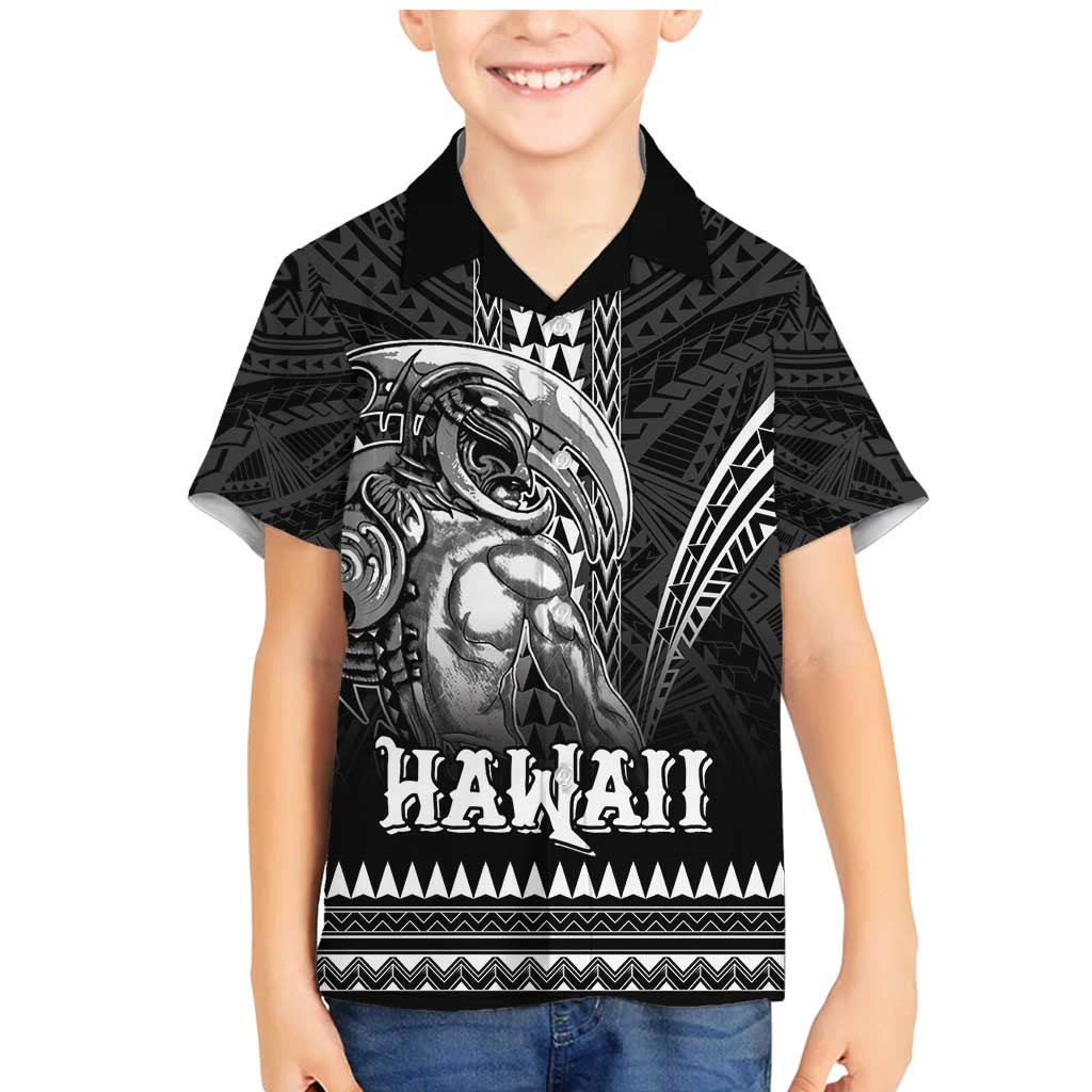 Hawaiian Ikaika Warrior Family Matching Mermaid Dress and Hawaiian Shirt Tribal Pattern LT05 Son's Shirt Black - Polynesian Pride