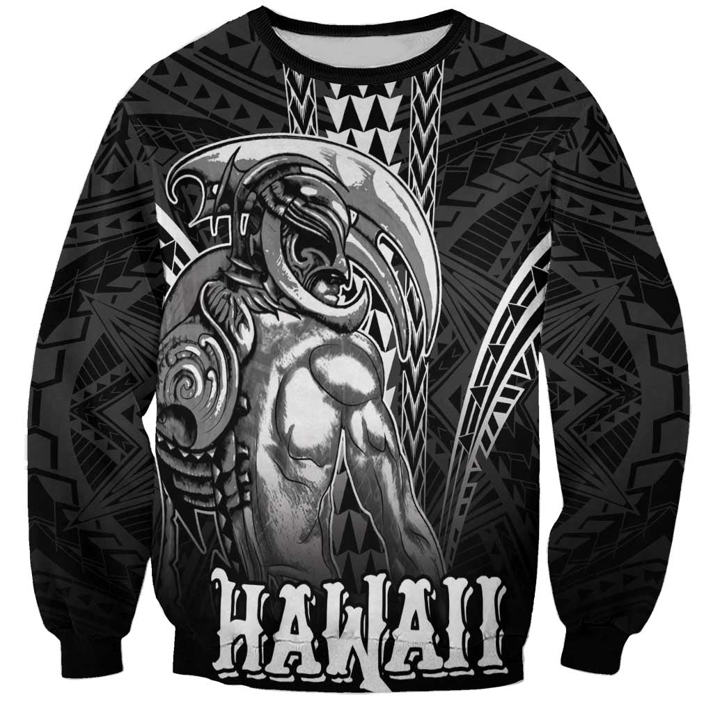 Hawaiian Ikaika Warrior Sweatshirt Tribal Pattern LT05 Unisex Black - Polynesian Pride