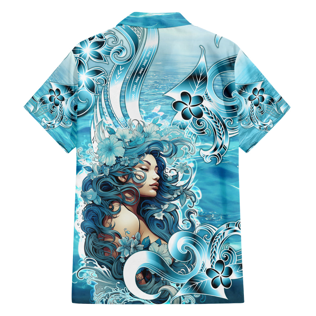Hawaii Namaka Goddess Of The Sea Family Matching Summer Maxi Dress and Hawaiian Shirt Polynesian Style LT05 - Polynesian Pride
