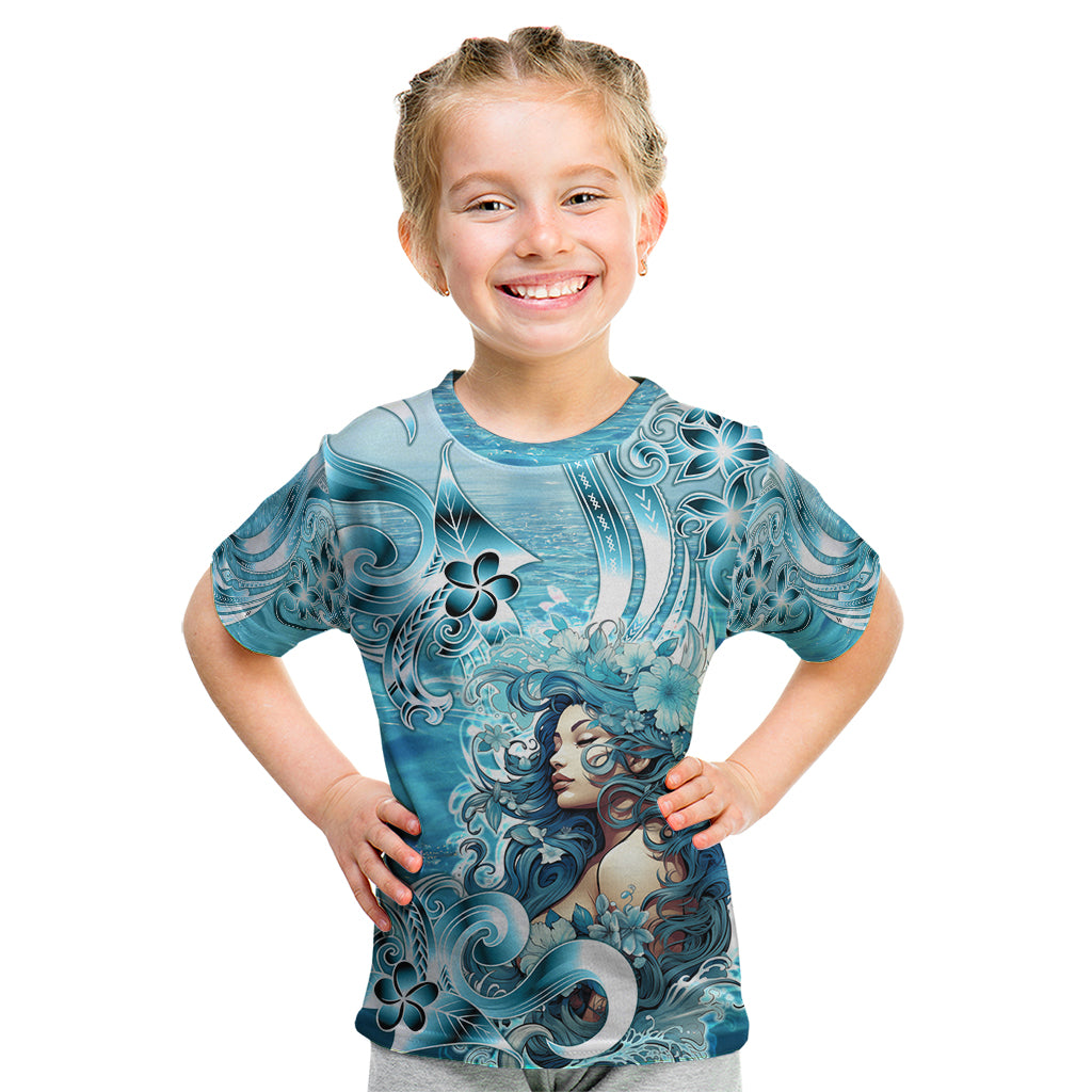 Hawaii Namaka Goddess Of The Sea Kid T Shirt Polynesian Style LT05 Turquoise - Polynesian Pride