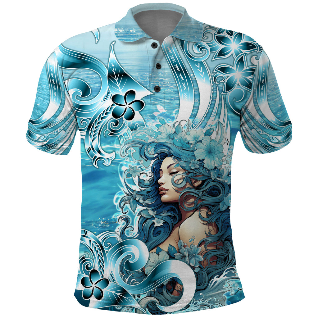 Hawaii Namaka Goddess Of The Sea Polo Shirt Polynesian Style LT05 Turquoise - Polynesian Pride