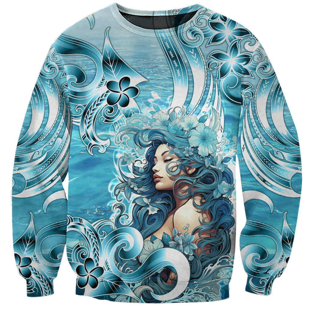 Hawaii Namaka Goddess Of The Sea Sweatshirt Polynesian Style LT05 Unisex Turquoise - Polynesian Pride