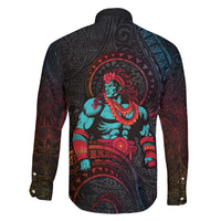 Hawaiian Demigod Maui Family Matching Off Shoulder Long Sleeve Dress and Hawaiian Shirt Polynesian Mythology LT05 - Polynesian Pride