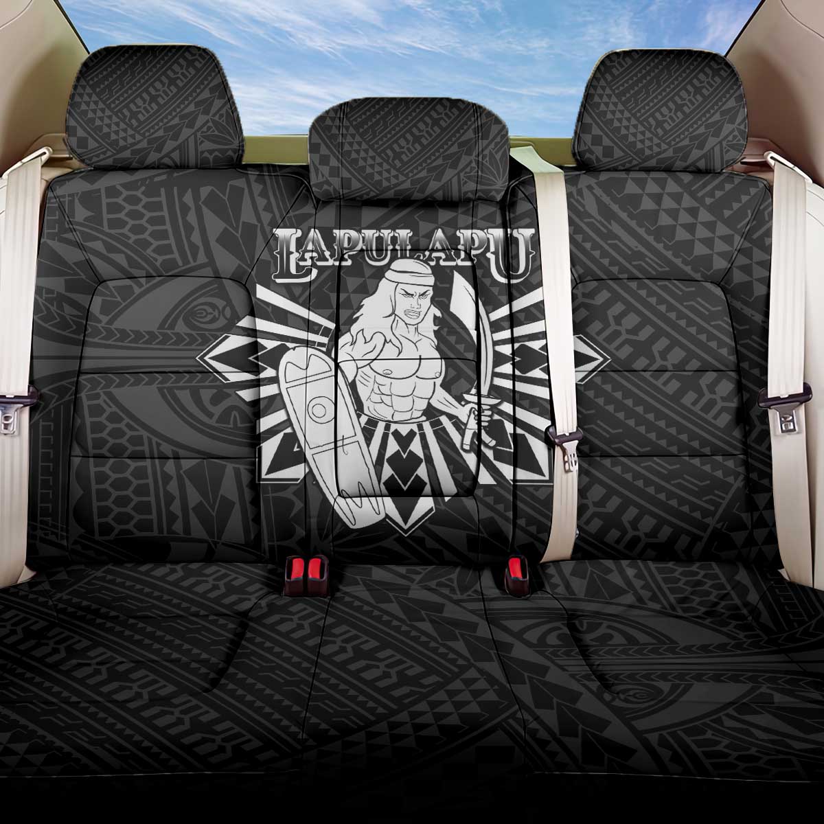 Philippines Tribal Back Car Seat Cover King Lapu Lapu Black Version