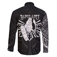 Philippines Tribal Family Matching Long Sleeve Bodycon Dress and Hawaiian Shirt King Lapu Lapu Black Version