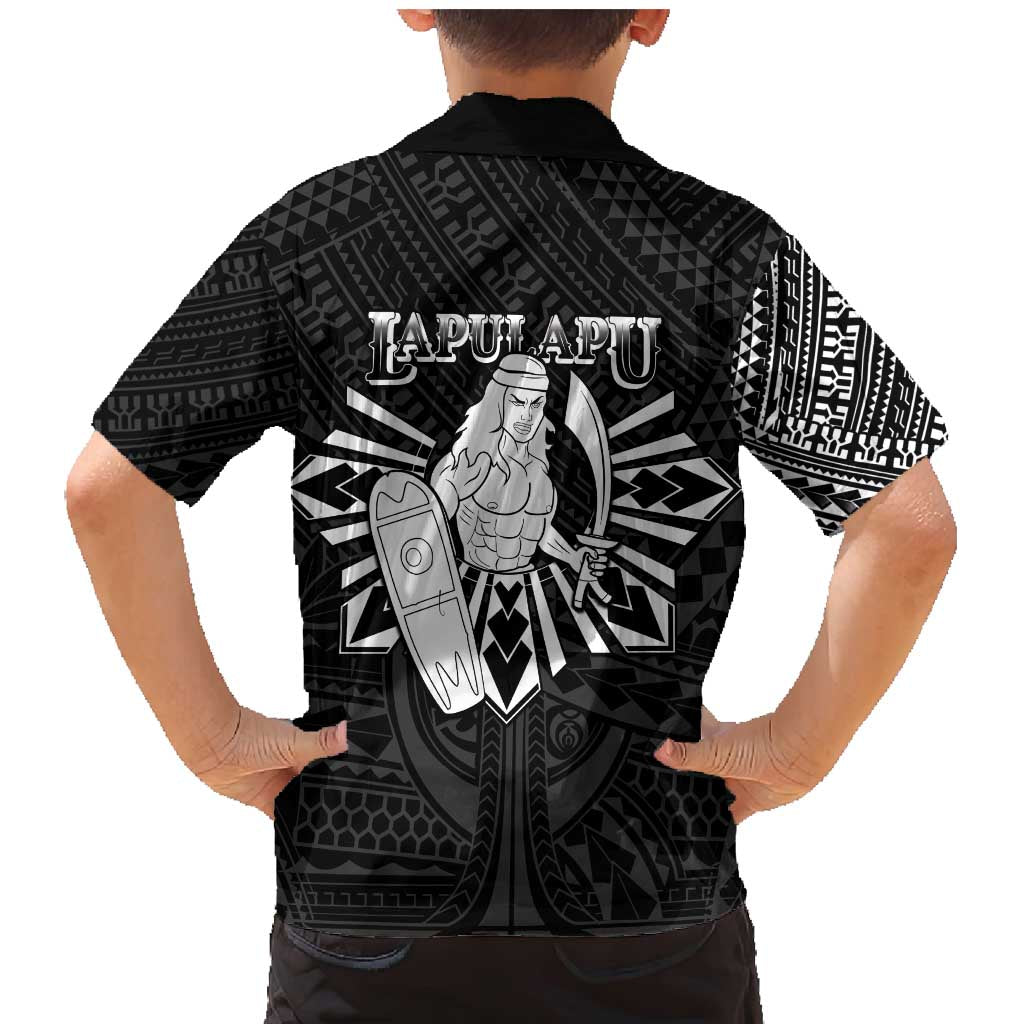 Philippines Tribal Family Matching Mermaid Dress and Hawaiian Shirt King Lapu Lapu Black Version
