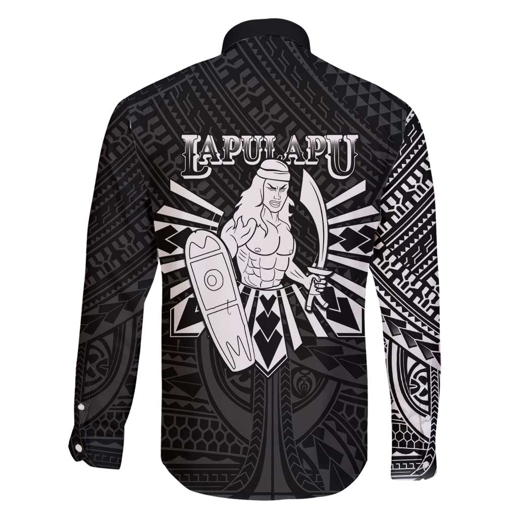 Philippines Tribal Family Matching Off Shoulder Short Dress and Hawaiian Shirt King Lapu Lapu Black Version