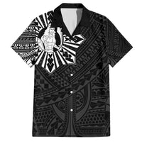 Philippines Tribal Family Matching Puletasi and Hawaiian Shirt King Lapu Lapu Black Version