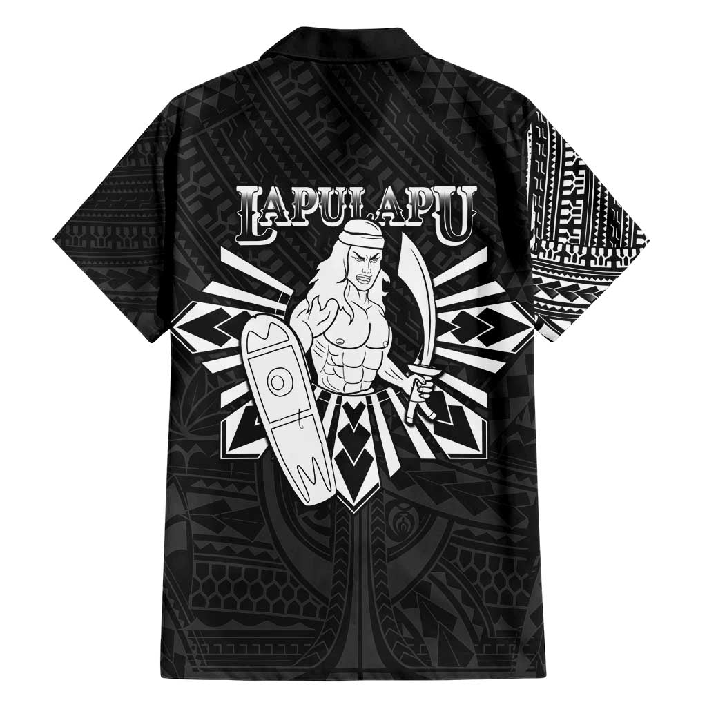 Philippines Tribal Family Matching Short Sleeve Bodycon Dress and Hawaiian Shirt King Lapu Lapu Black Version
