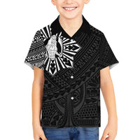 Philippines Tribal Family Matching Summer Maxi Dress and Hawaiian Shirt King Lapu Lapu Black Version