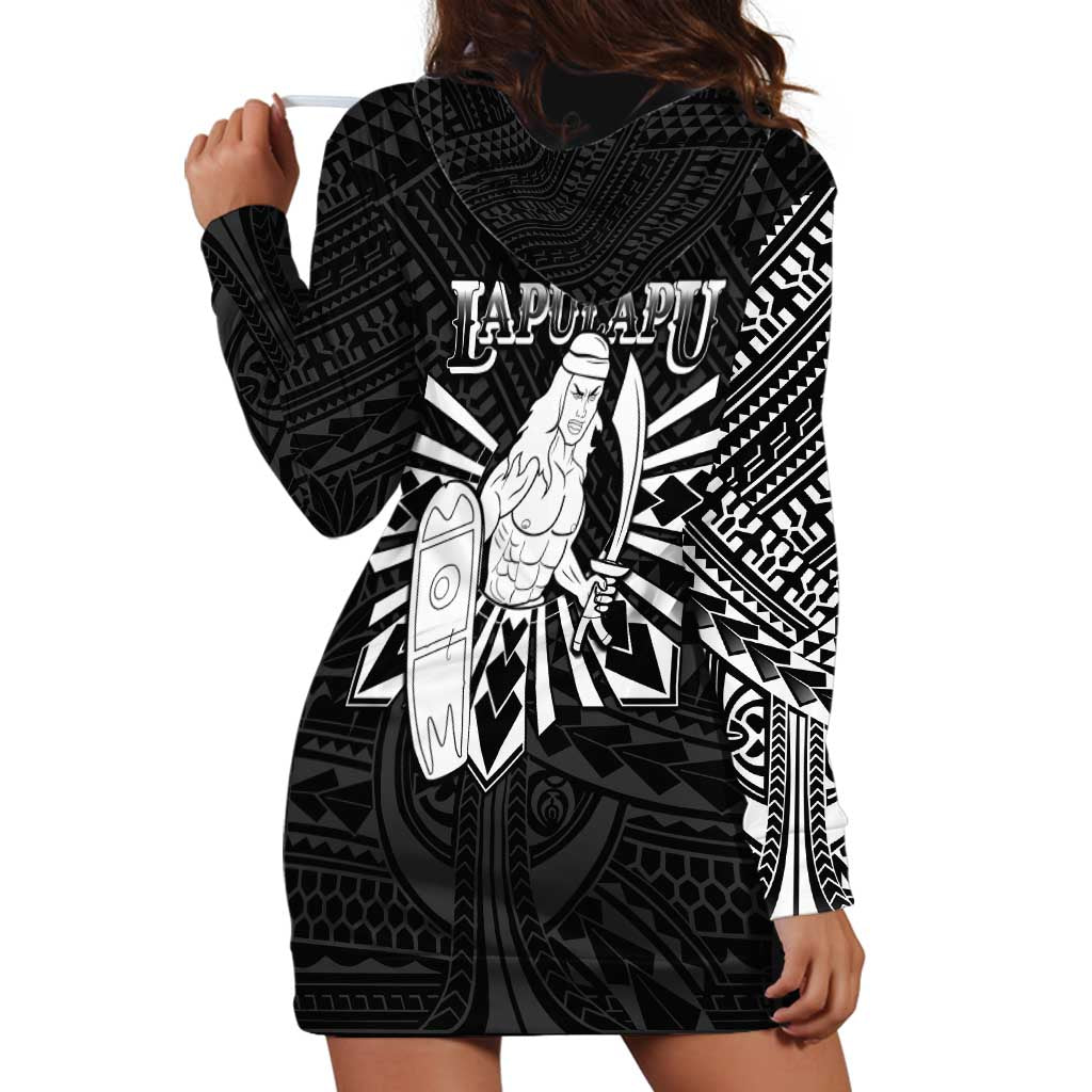 Philippines Tribal Hoodie Dress King Lapu Lapu Black Version