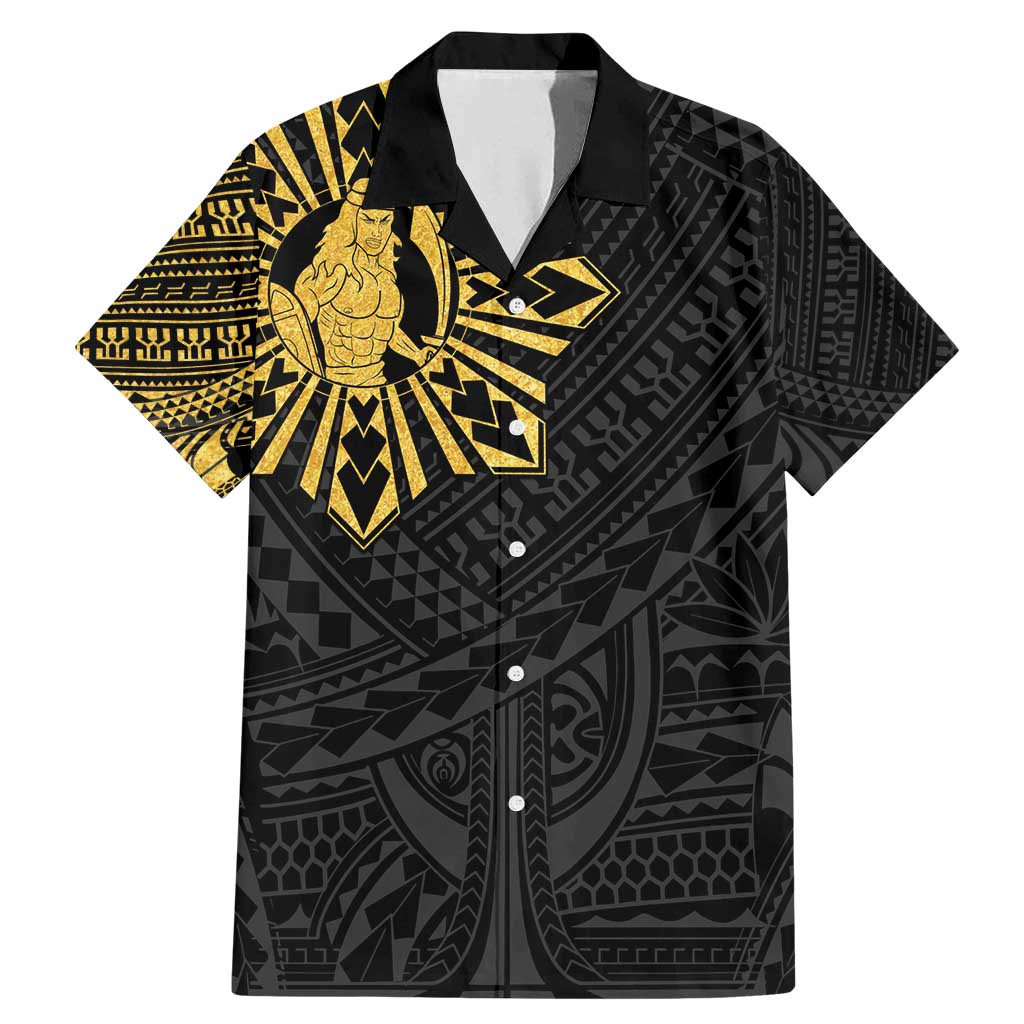 Philippines Tribal Family Matching Mermaid Dress and Hawaiian Shirt King Lapu Lapu Gold Version LT05 Dad's Shirt - Short Sleeve Gold - Polynesian Pride