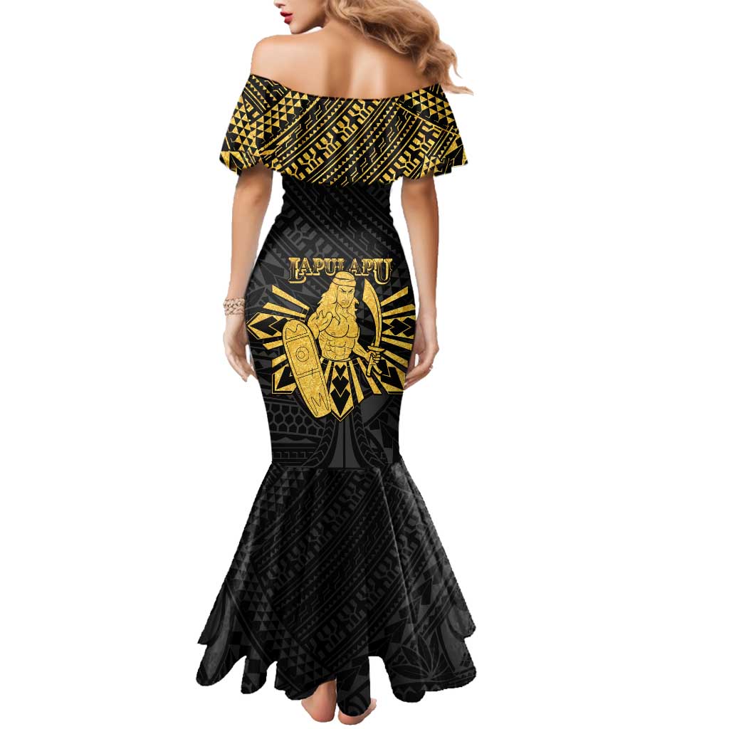 Philippines Tribal Family Matching Mermaid Dress and Hawaiian Shirt King Lapu Lapu Gold Version LT05 - Polynesian Pride