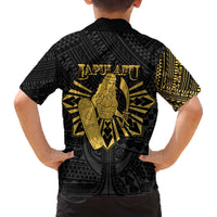 Philippines Tribal Family Matching Off The Shoulder Long Sleeve Dress and Hawaiian Shirt King Lapu Lapu Gold Version LT05 - Polynesian Pride
